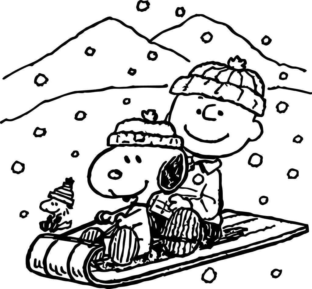 Charlie Brown Christmas Sledding Coloring Page