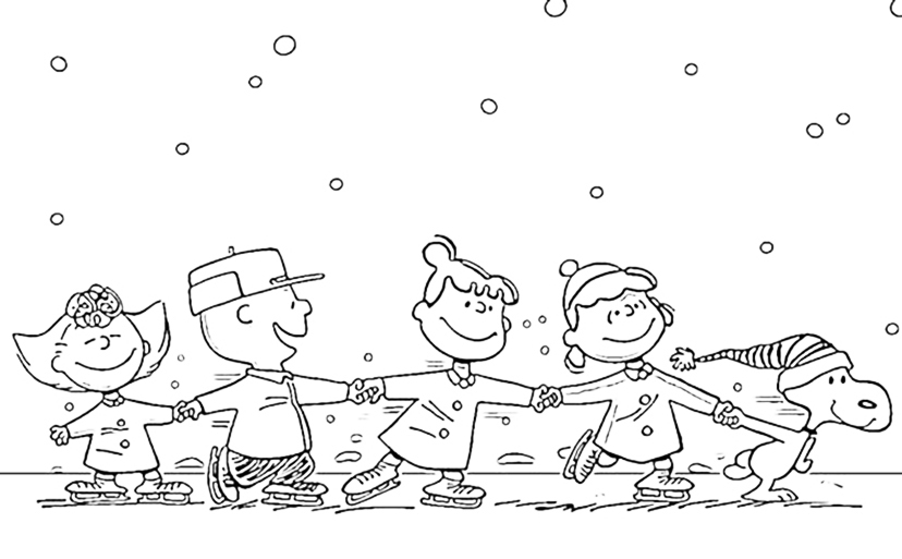 Charlie Brown Ice Skating Coloring Page