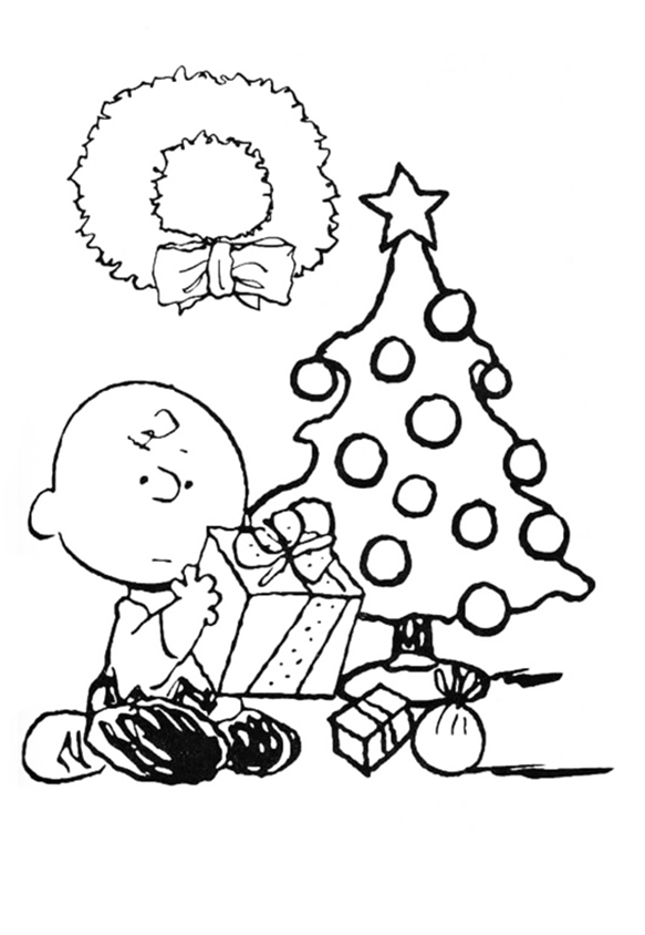 Charlie Brown Present Under Tree Coloring Page