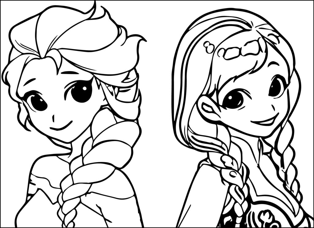 Chibi Elsa And Anna Coloring Page