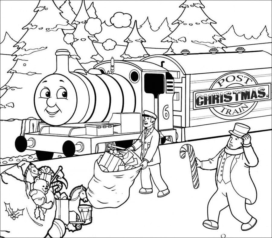 Christmas Post Train Coloring Page