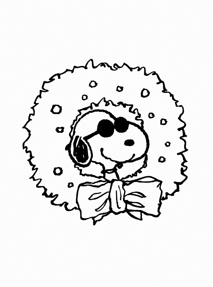 Cool Snoopy Christmas Wreath Coloring Page