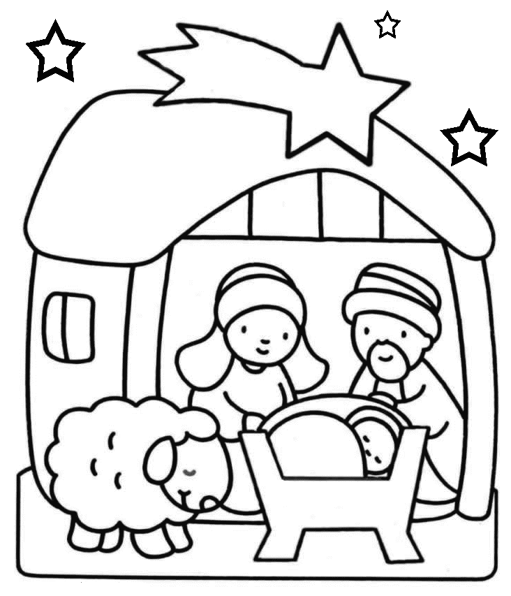 Easy Nativity Coloring Page