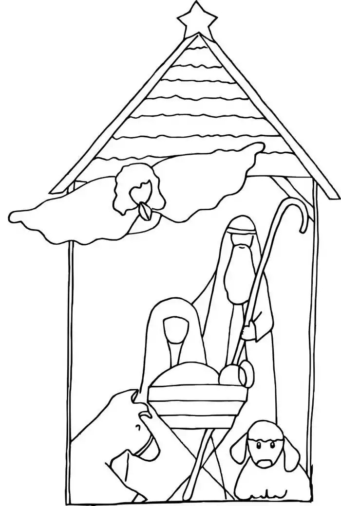 Easy Nativity Scene Coloring Page