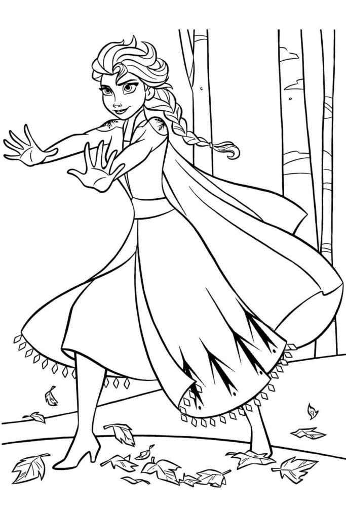 Elsa Doing Magic Coloring Page