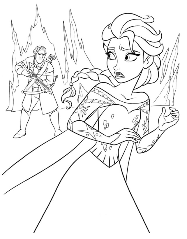 Elsa Runs Away Coloring Page