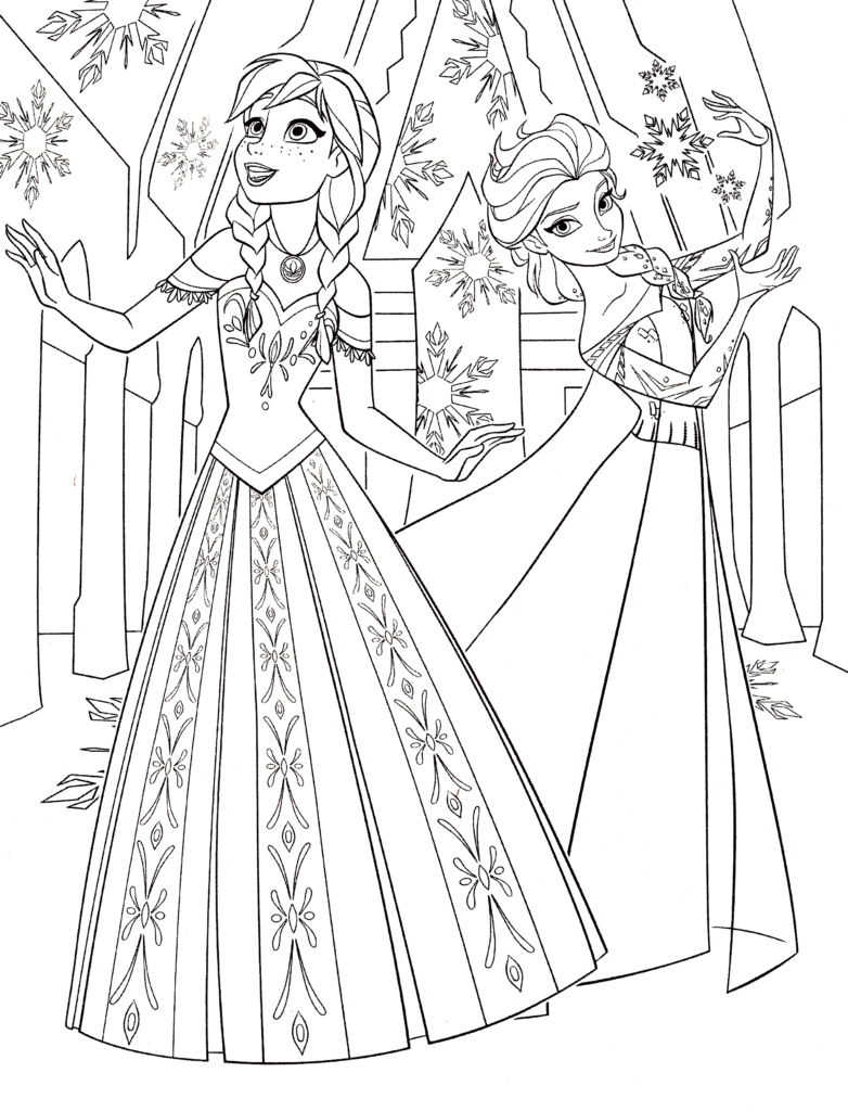 Elsa And Anna Coloring Pages