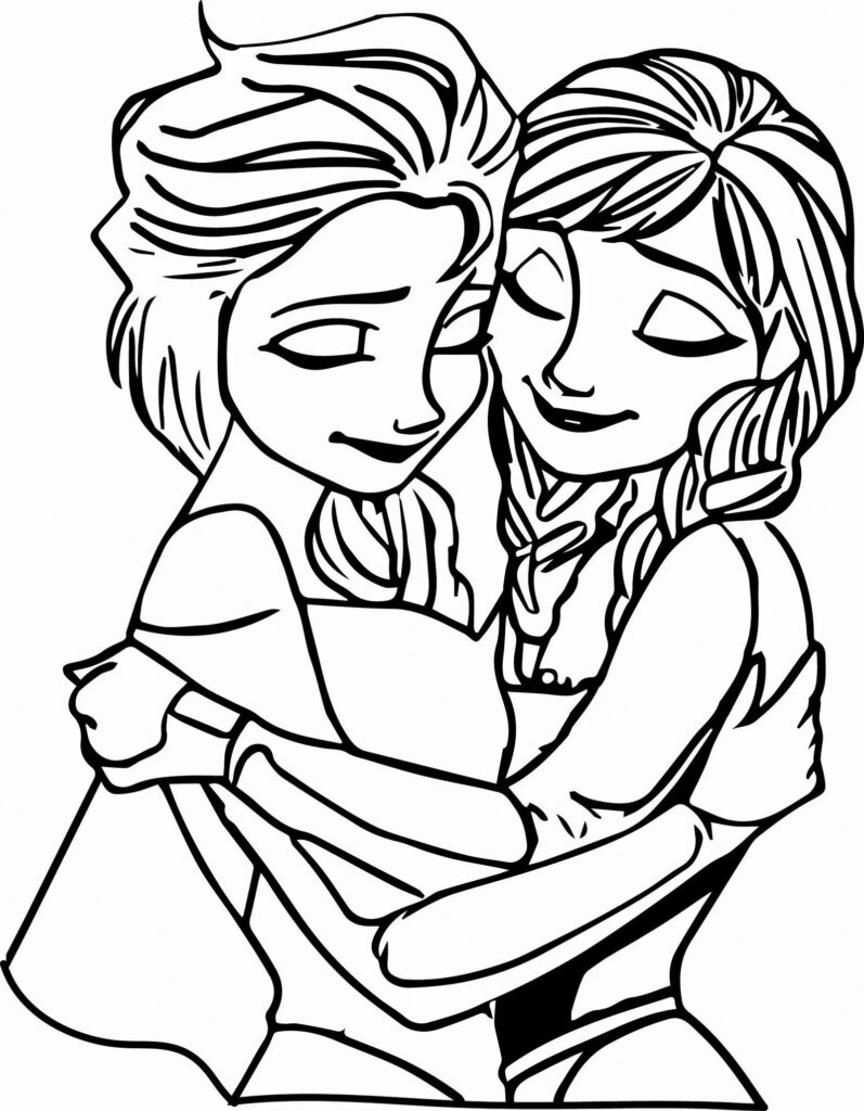 Elsa And Anna Sisters Coloring Page