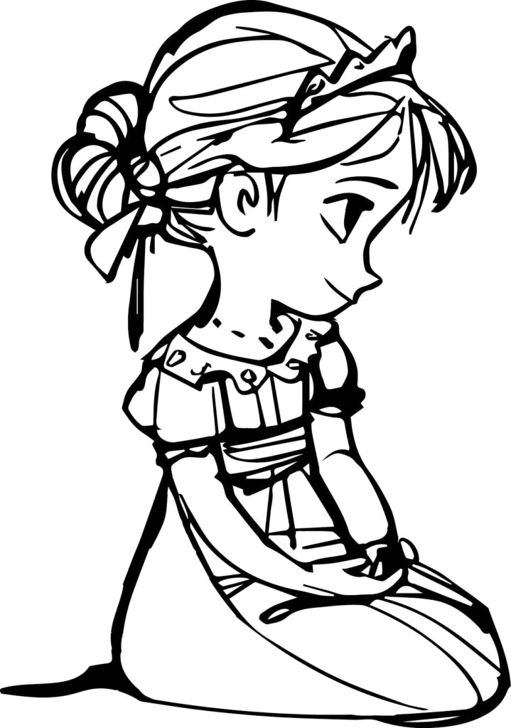 Elsa As A Girl Colroing Page