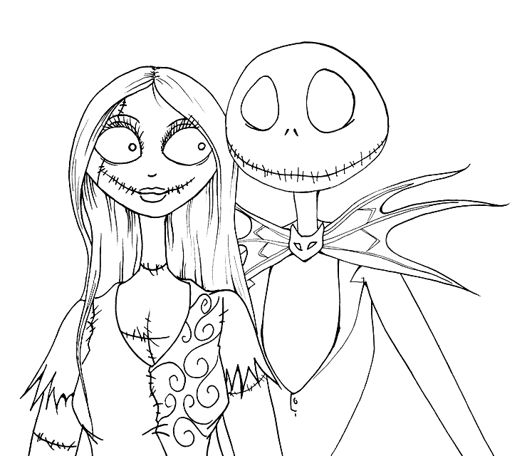 Jack And Sally Nightmare Coloring Page