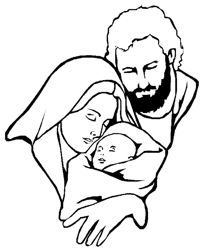 Joeseph Mary And Jesus Coloring Page