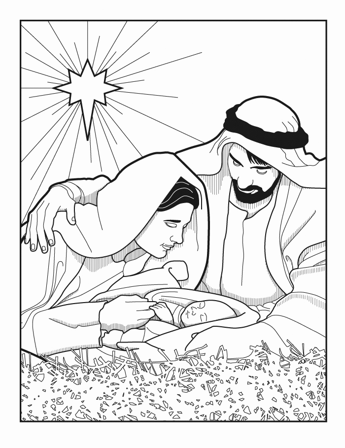 Joseph And Mary Nativity Coloring Page