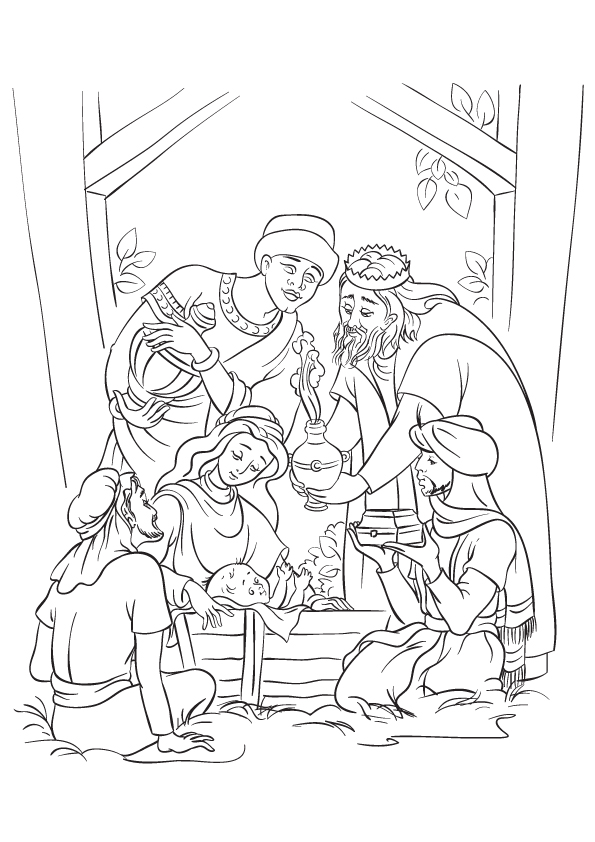 Nativity Scene Coloring Page 3 Wise Men