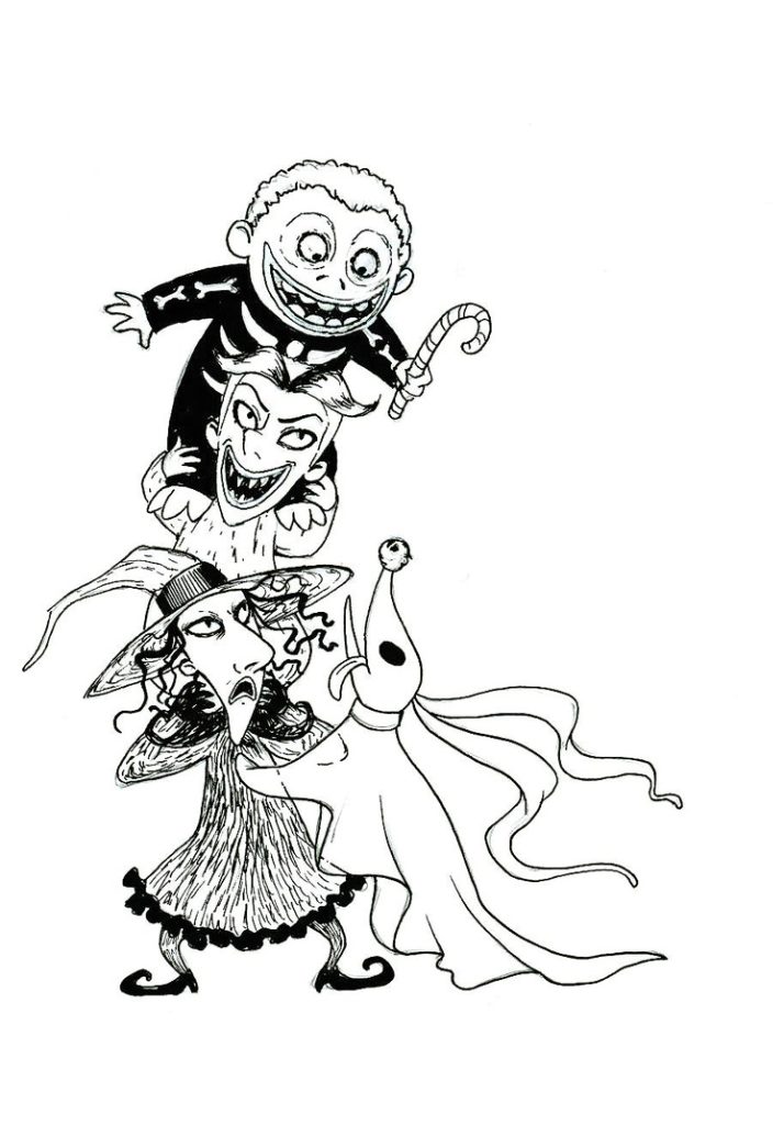 Nightmare Before Christmas Characters Coloring Page