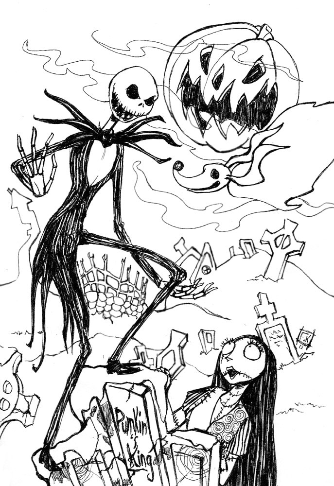 Nightmare Before Christmas Scene Coloring Page