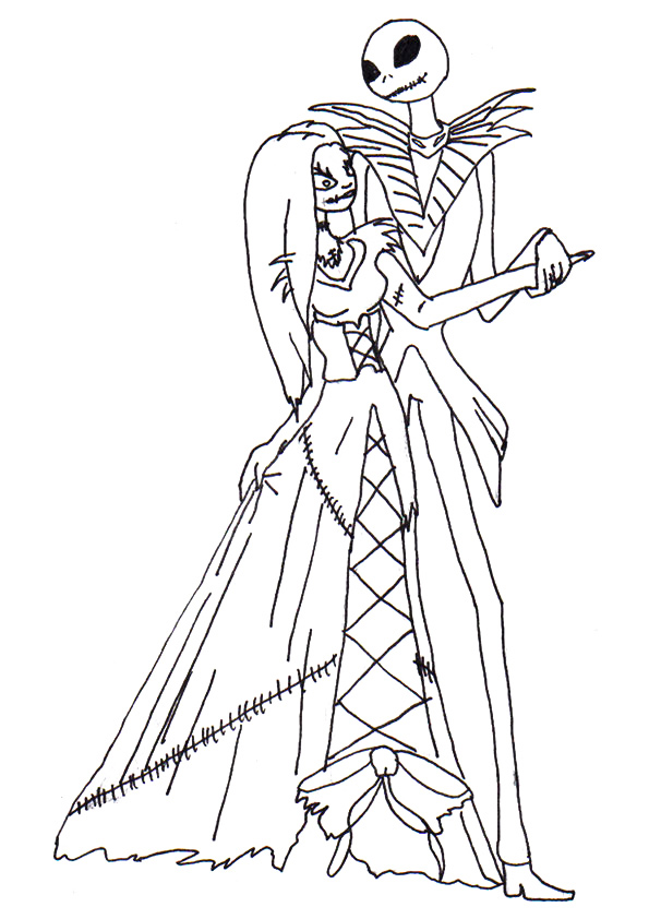 Nightmare Jack And Sally Coloring Page