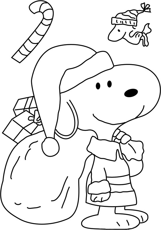 Santa Snoopy Coloring Page