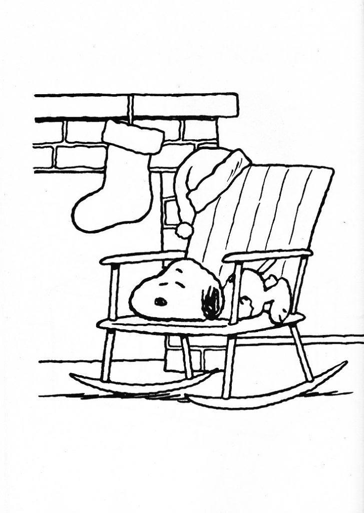 Snoopy Christmas Stocking Coloring Page