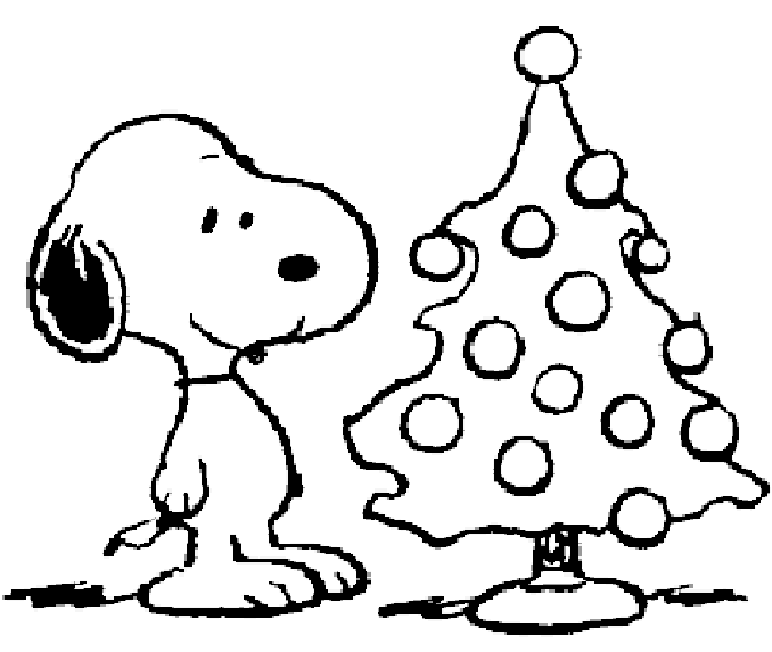 Snoopy Christmas Tree Coloring Page