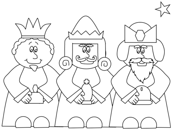 Three Wise Men Nativity Coloring Page