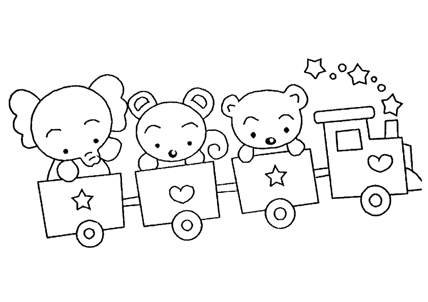 Train With Animals Coloring Page