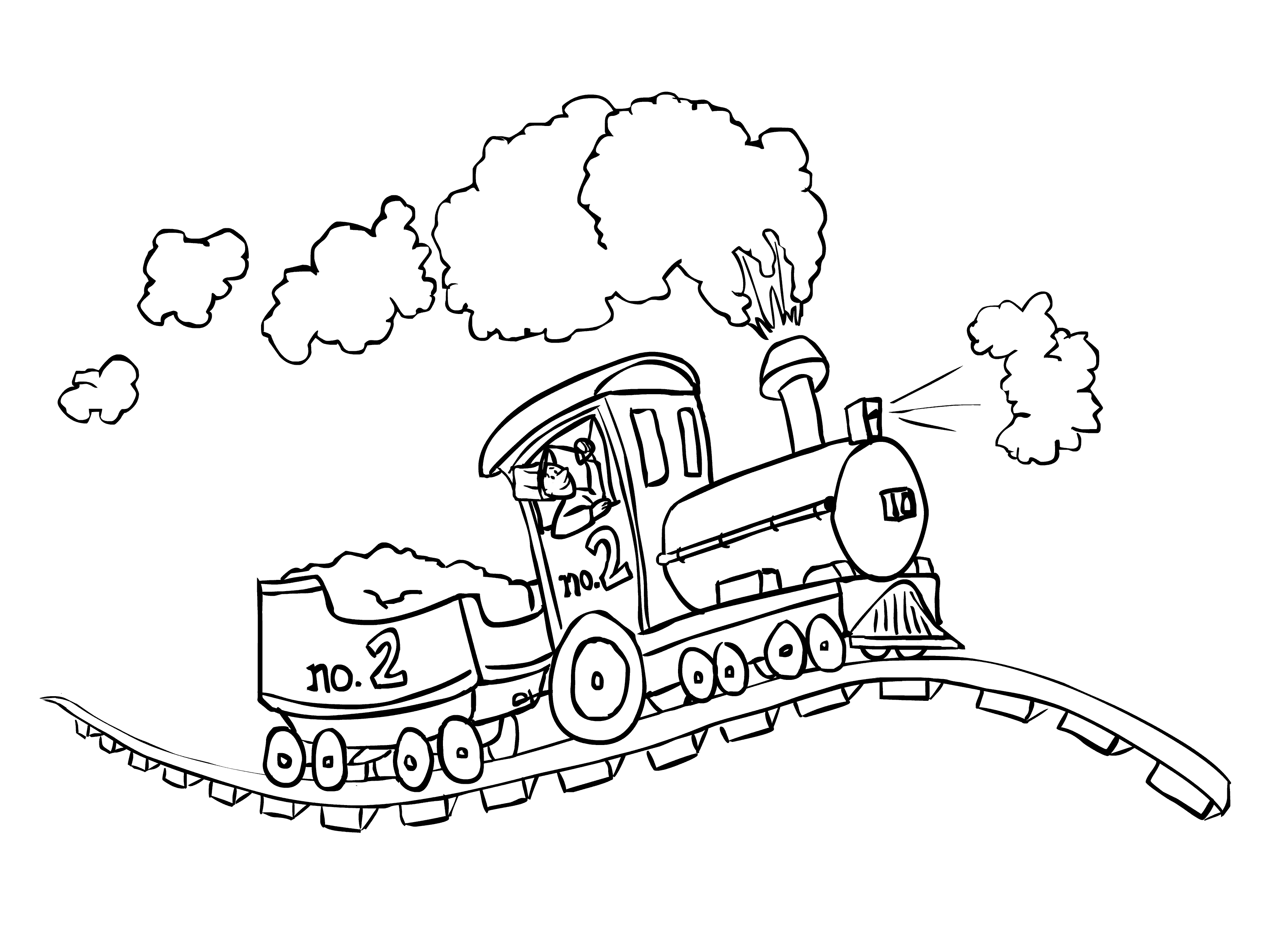 Train With Steam Coloring Page