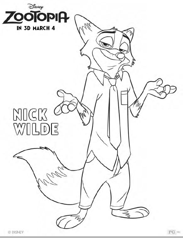 Zootopia Coloring Pages - Nick Wilde
