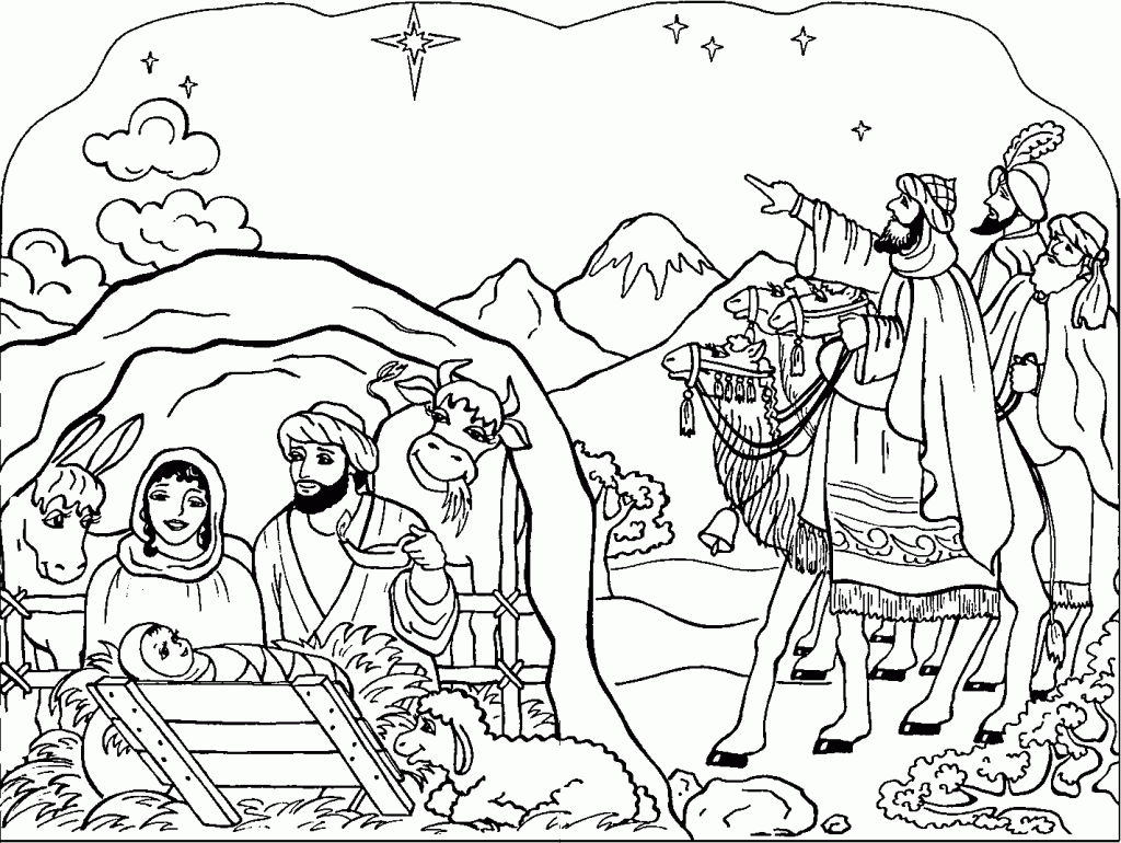 Full Nativity Scene Coloring Pages