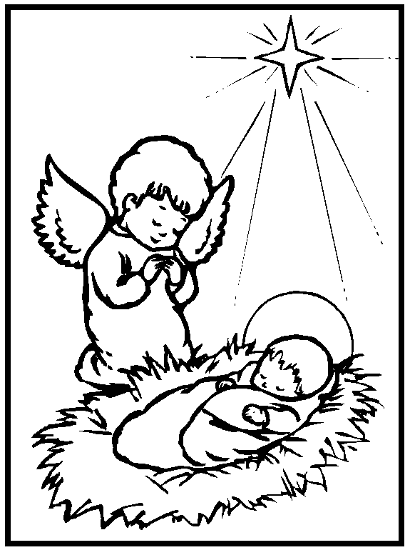 Angel and Jesus - Nativity Coloring Page