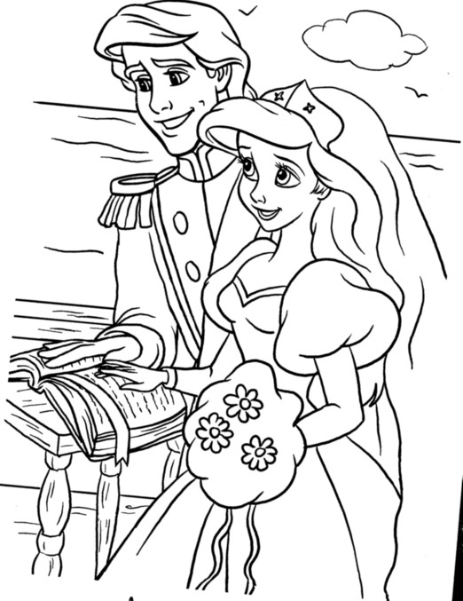 Ariel and Eric Coloring Page
