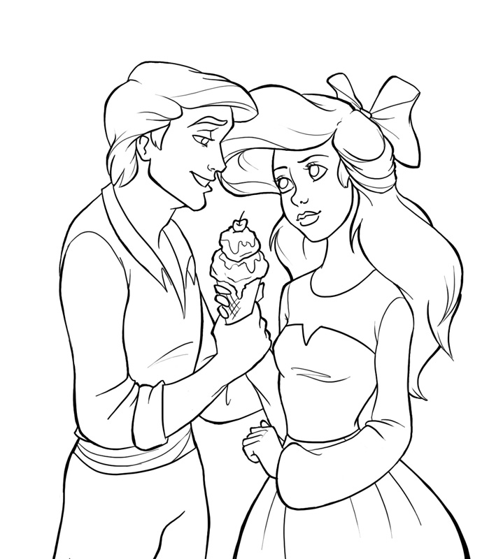 Ariel and Eric Coloring Pages