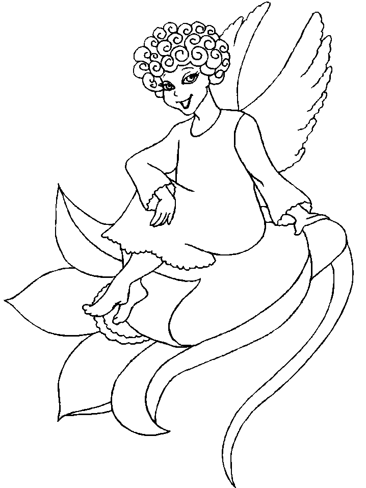 Fantasy Coloring Pages Fairy on Flower