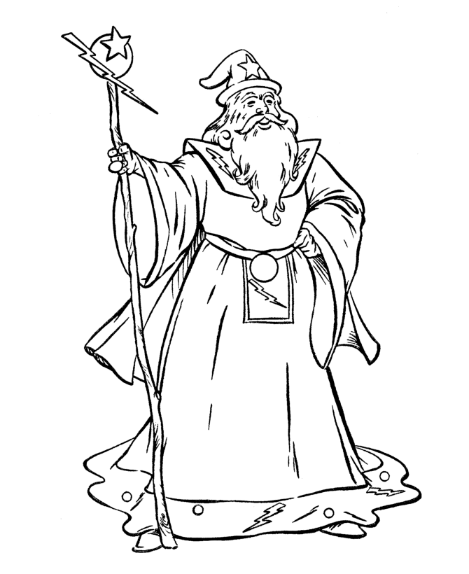 Fantasy Coloring Pages Powerful Wizard