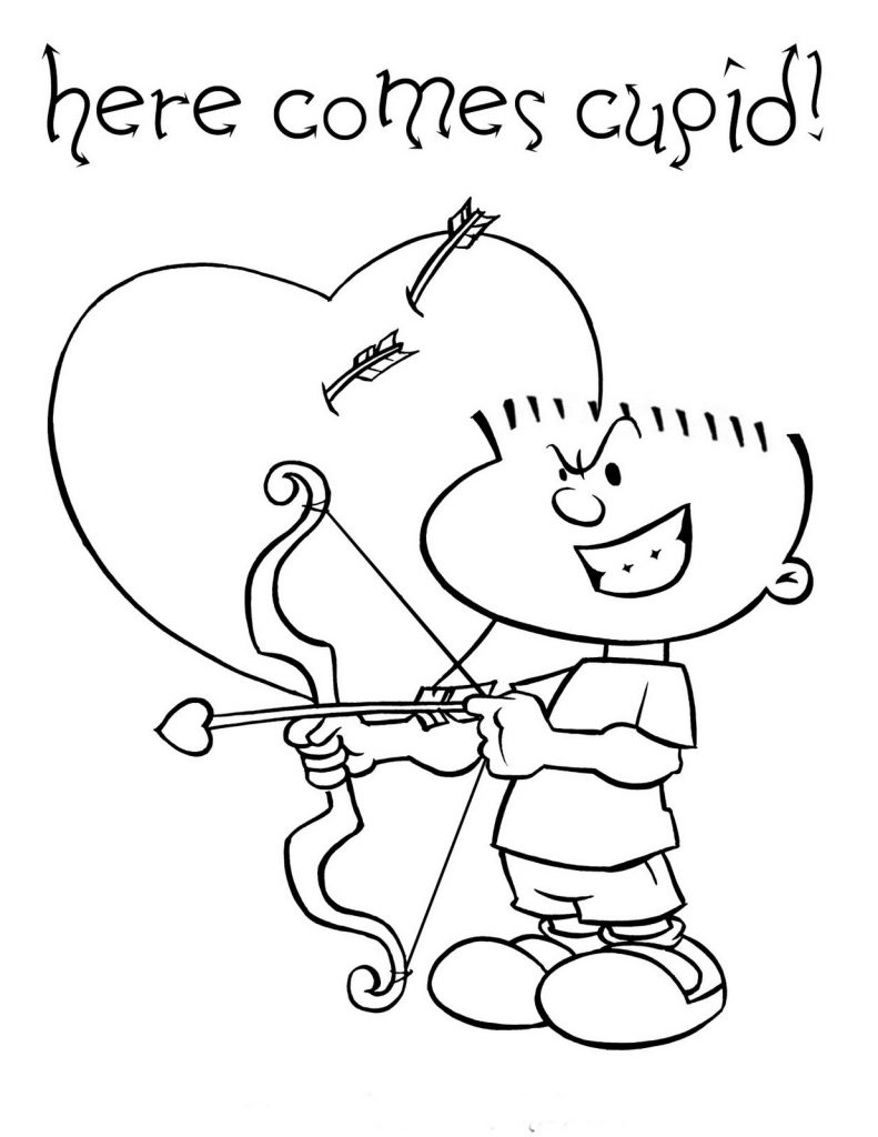 Here Comes Cupid Coloring Page