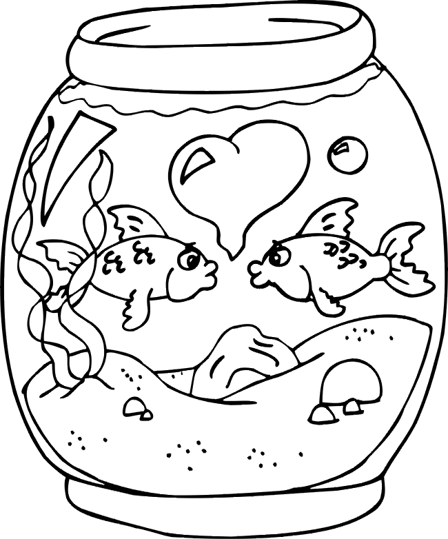 Kissing Fish Valentine Coloring Page