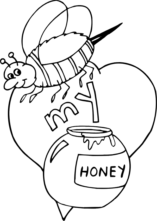 Valentine Coloring Pages - Bee my Valentine