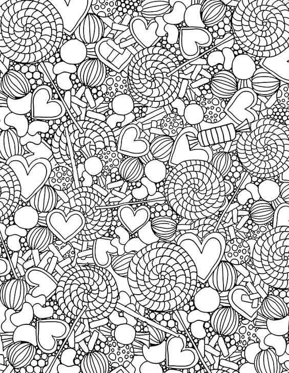 Valentine Coloring Pages - Candy Collage