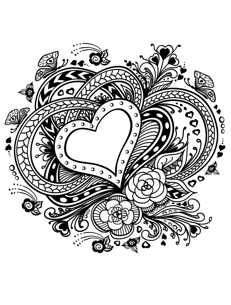 Valentine Coloring Pages - Hearts Image