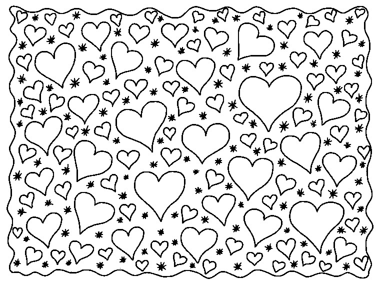 Valentine Coloring Pages - Page of Hearts