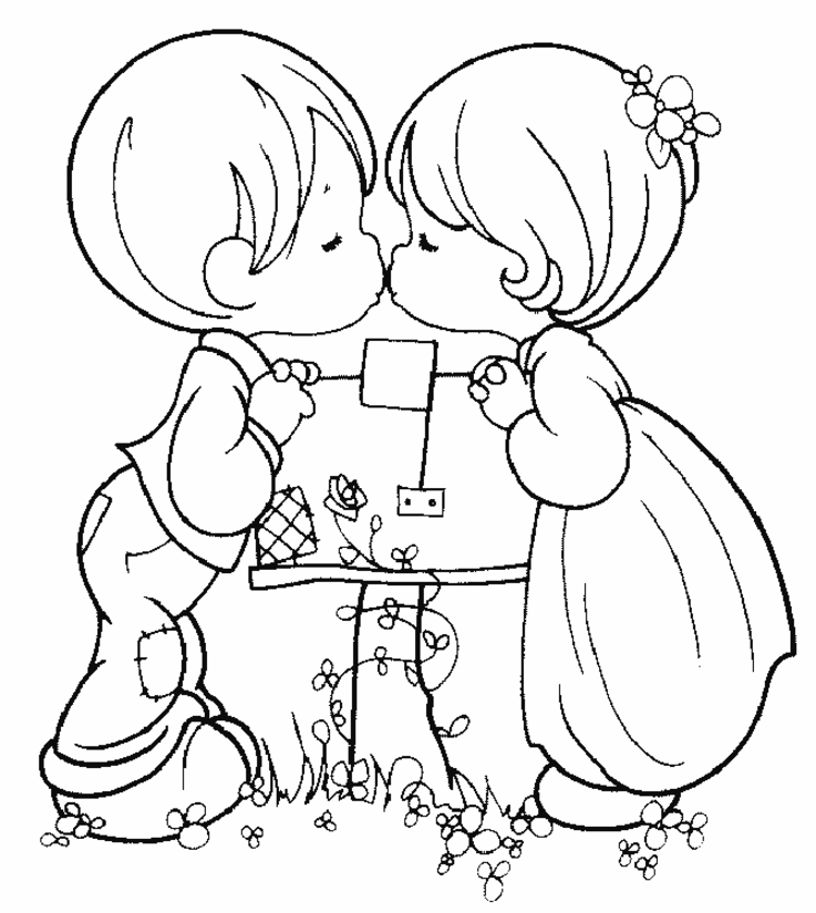 Valentine Coloring Pages - Precious Kiss