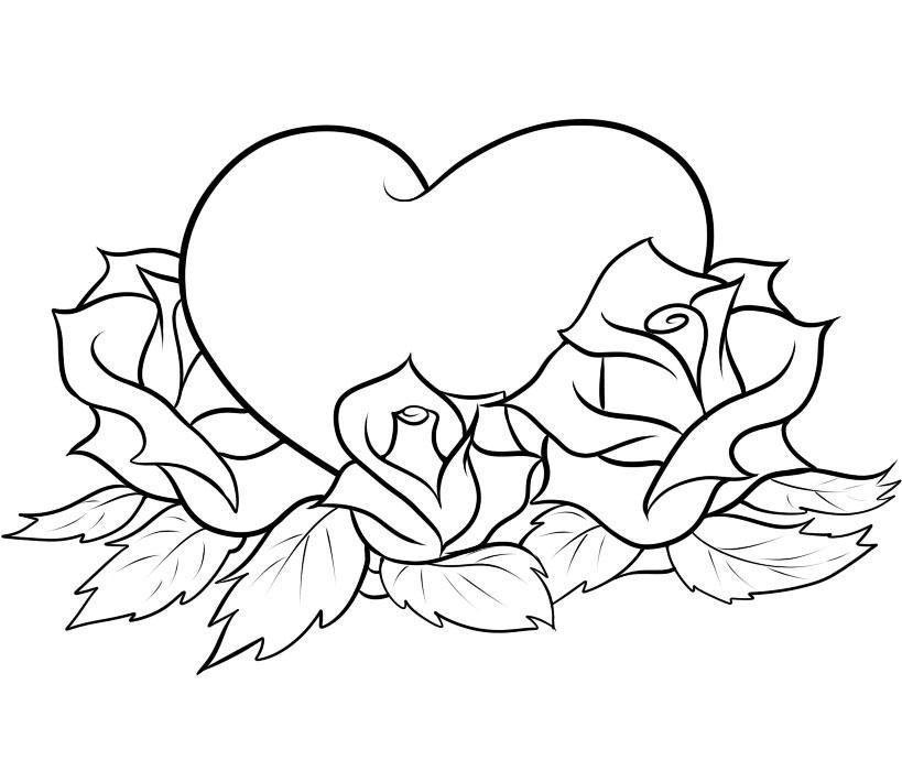 valentine roses and hearts coloring pages - photo #4