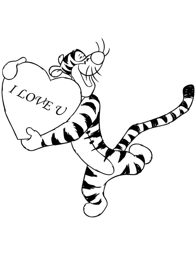 Valentine Coloring Pages - Tigger