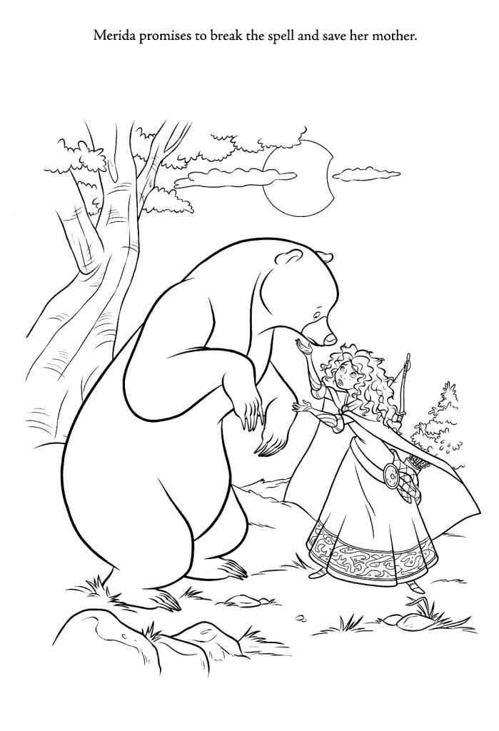 Brave Coloring Pages - Merida and Mother Bear