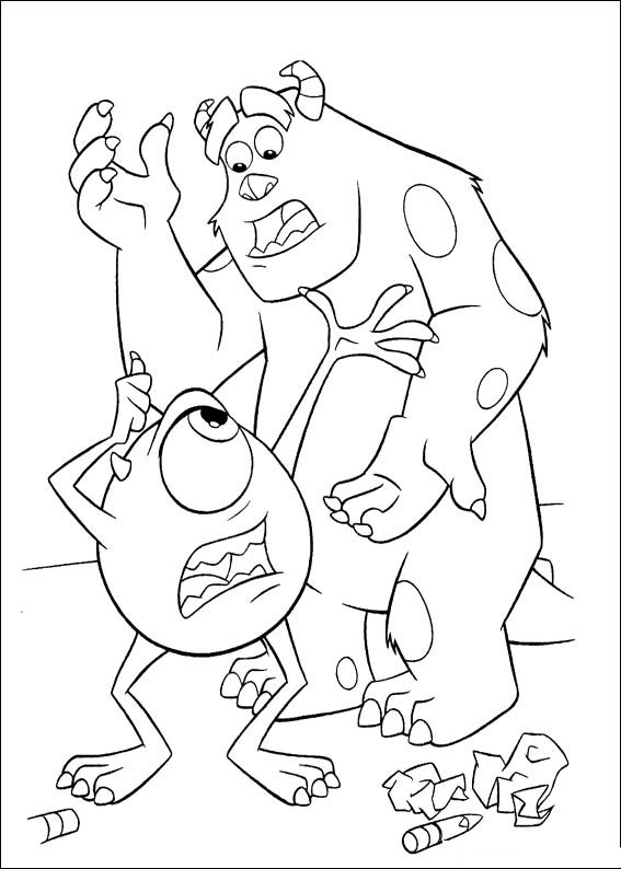 MONSTERS, INC SULLEY, MIKE AND BOO COLOURING PAGE colouring image