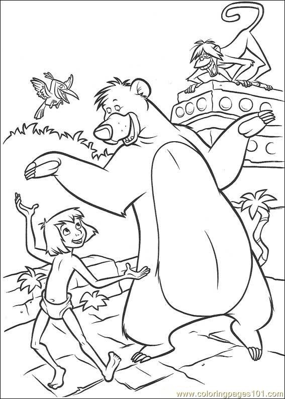 Jungle Book Coloring Pages - Baloo and Mowgli Dancing