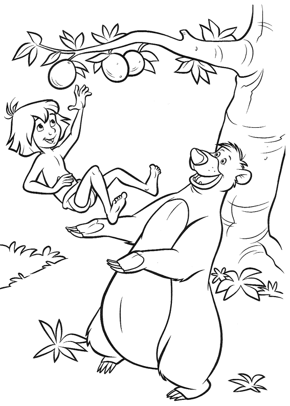 Jungle Book Coloring Pages - Baloo and Mowgli
