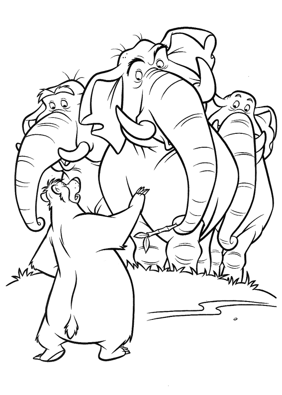 Jungle Book Coloring Pages - Baloo and the Jungle Patrol