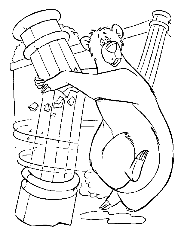 Jungle Book Coloring Pages - Baloo causes trouble