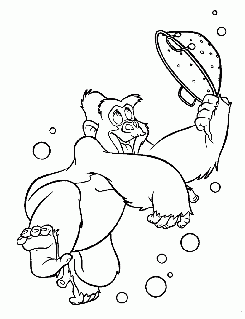 Tarzan Coloring Pages - Gorilla party