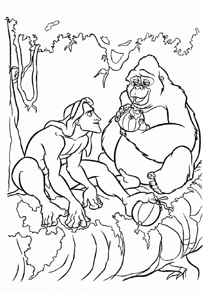 Tarzan Coloring Pages - Tarzan and Kala